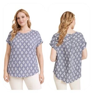 Maurices Blue Floral Blouse Large NWT